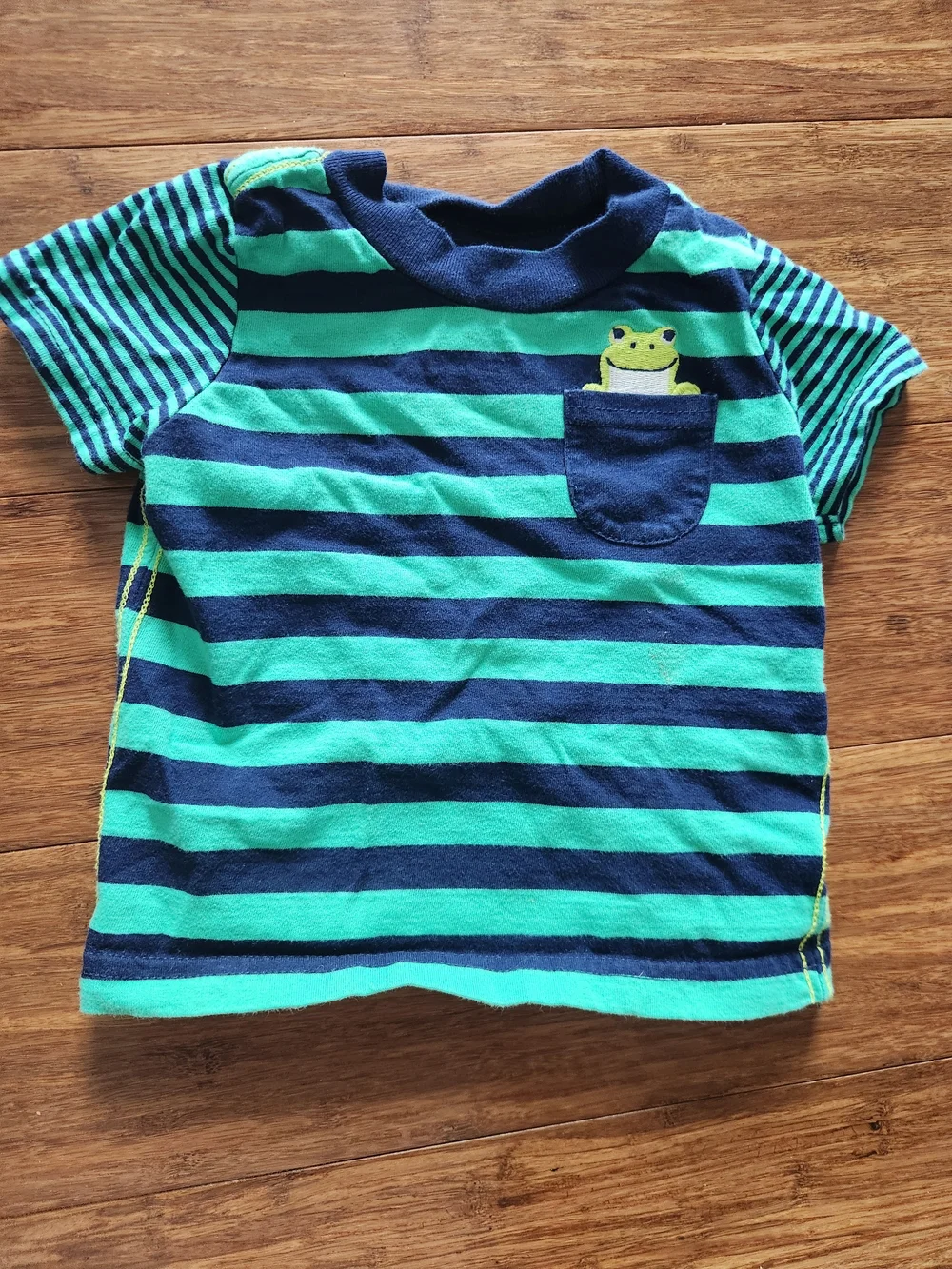 Carter's Baby Boys Striped Frog Pocket Short Sleeve T-shirt Tee Shirt, 6 Months
